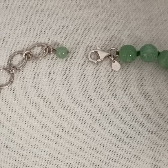 ❤️GSJ 925 STERLING GREEN CARVED JADEITE KNOTTED NECKLACE - Picture 5 of 5